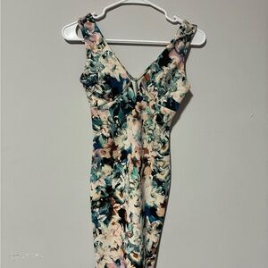 Forever 21 Floral V-Neck Midi Dress in Teal, Navy, Blush, Cream